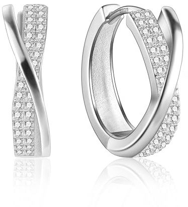 Ash's Choice Sterling Silber 925 Creolen für Damen, 14 Karat Vergoldet, Runde Ohrringe mit AAA+ Zirkonia Strassstein, Hypoallergen