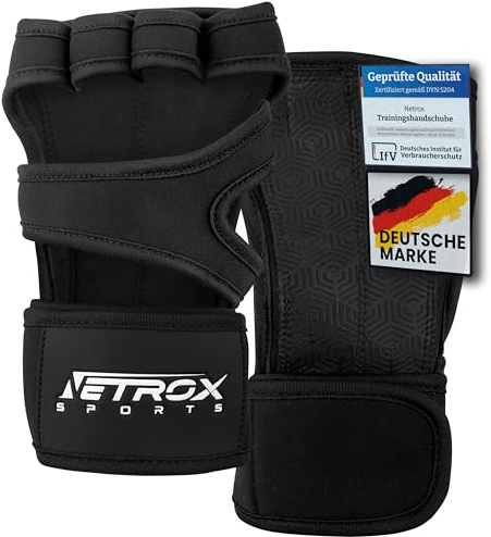 NetroxSports - Trainingshandschuhe mit Handgelenkbandage für Krafttraining Kraftsport - Fitness Handschuhe Gym mit Handgelenkschutz Herren & Damen - Sporthandschuhe Fitnesshandschuhe Sport Training