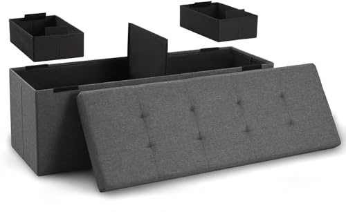 Blumtal Sitzbank mit Stauraum + 2 extra Boxen - Truhenbank mit Stauraum 110x38x38 cm - Sitzhocker Sitzbox in Anthrazit