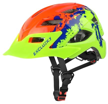 Exclusky Fahrradhelm Kinder Jungen, Kinder Fahrradhelm Mädchen für BMX Helm Kinder Radhelm Skaterhelm Verstellbar Kinderhelm Kinderfahrradhelm Fahrrad Helm Kind 50-57CM (ab 5-13 Jahre)