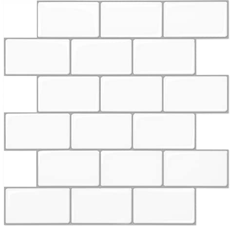 Art3d 10 Stück Keramikfliesen 3d Subway Klebefliesen Küche Weiß Peel und Stick Backsplash Fliesen 30 x 30cm