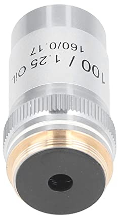 ViaGasaFamido 100X Achromatisches Mikroskop-Objektiv, Hohe Vergrößerung, 20,2mm Gewinde, Messing, mit Feder, für Zusammengesetzte Mikroskope