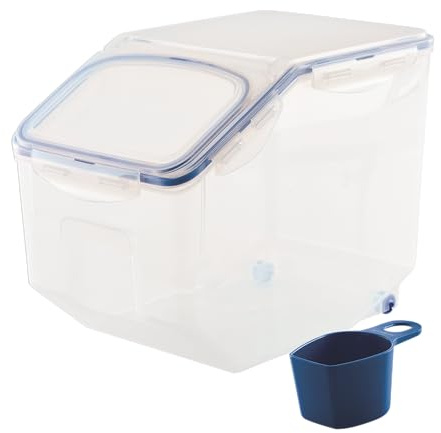 LocknLock PP Classic Küchen Caddy mit Klappdeckel | inkl. Dosierbecher | 12L | 35 x 23 x 27 cm | Schüttdose | Aufbewahrungsbox für Lebensmittel