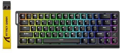 ATTACK SHARK X68 HE 8000Hz Rapid Trigger-Tastatur, 0,01mm RT-Genauigkeit, Kabelgebundene RGB 60% Gaming-Tastatur mit Magnetic Switches, Einstellbare Betätigung, Snap Tap, für PC/Mac, Schwarz