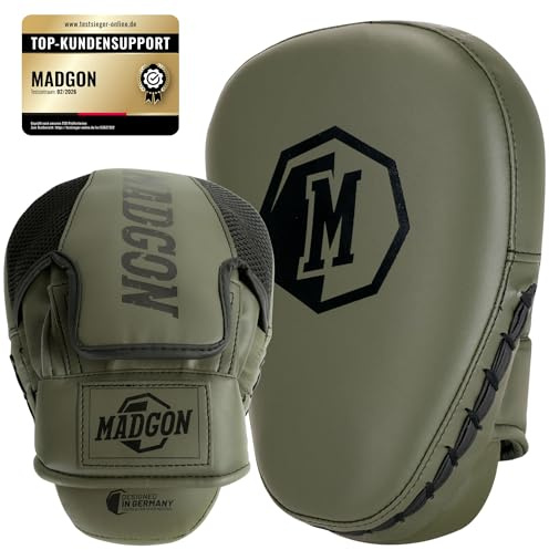 MADGON Premium Pratzen für optimale Schlagdämpfung, 1 Paar Boxpratzen für Boxen, Kampfsport, MMA, Kickboxen, Taekwondo