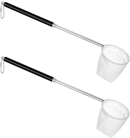 2 Stück Aquarium Garnelennetz, Mini feinmaschig Fischnetz mit Ausziehbarem Edelstahlgriff Langem Griff, Aquariums Netz für von kleinen Fischen und Garnelen, kleine Teiche Fangen, Aquarium Kescher