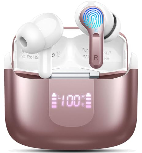 Bluetooth 5.4 Kopfhörer, 50Std 3D-Stereo Kopfhörer Kabellos Bluetooth, 4 ENC Noise Cancelling Mic, 3g Tiefer Bass Wireless Earbud, USB-C in Ear Ohrhörer, IP-X7 Wasserdicht Headphones Sport Gym Joggen