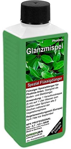 GREEN24 Photinia Dünger 250ml | NPK Spezialdünger für Glanzmispel & Lorbeermispel | Fördert spektakulären roten Austrieb, dichte Hecken & kräftiges Wachstum | Ideal für alle Photinia-Arten