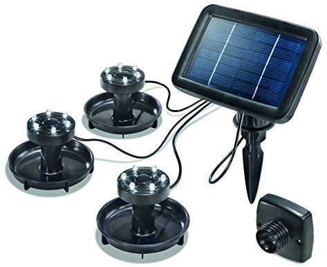 Esotec Solar Unterwasserstrahler Splash, 3er Set, LED Spot, Bodenleuchte, Unterwasserleuchte, Teichbeleuchtung, 6000K, warmweiß, Erdspieß, Akku, IP68, wasserdicht, wetterfest, 102148