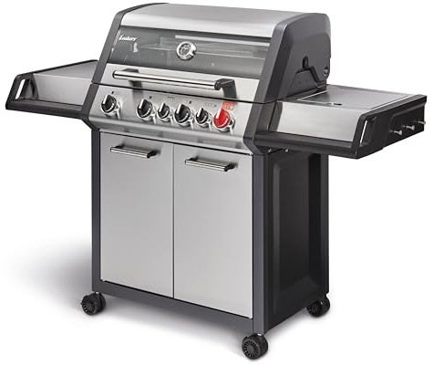 Enders® Gasgrill MONROE PRO 4 SIK TURBO, 4-Edelstahlbrenner, Seitenkocher, Infrarot-Backburner, Sichtfenster, HEAT RANGE™, SWITCH GRID™, 800 °C TURBO ZONE™, SIMPLE CLEAN™, #8378