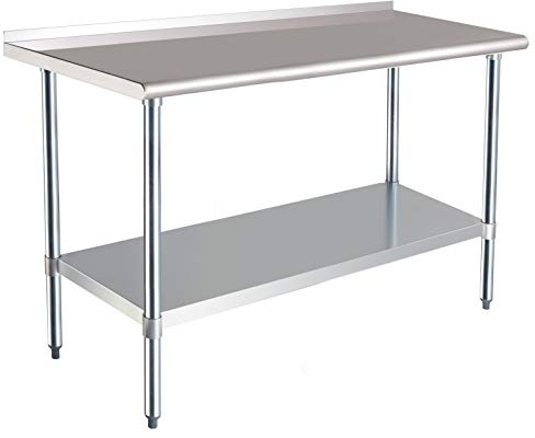 Amazon Basics Werkbank aus Edelstahl, NSF-zertifiziert, mit Spritzschutz, 61 x 152 cm, Silber
