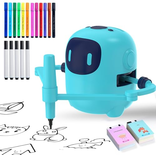 SHENSE Zeichenroboter für Kinder Drawing Robot mit 150 Karten Interaction&17 Color Pens Malroboter für Kinder Sprachinteraktiver Zeichenprojektor Wiederaufladbar Lernspielzeug für ab 3+Jahren