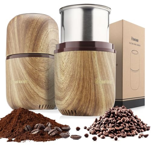COOL KNIGHT KaffeemüHle Elektrisch, GewüRzmüHle, Elektrische KaffeemüHle Mit 304-Edelstahlklinge, Geeignet FüR Kaffeebohnen, GewüRze, KräUter, Getreide, NüSse