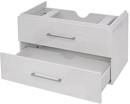 Mendler Premium Waschbeckenunterschrank HWC-D16 Hochglanz 90cm - weiß | Waschtischunterschrank, Waschtisch, Badmöbel