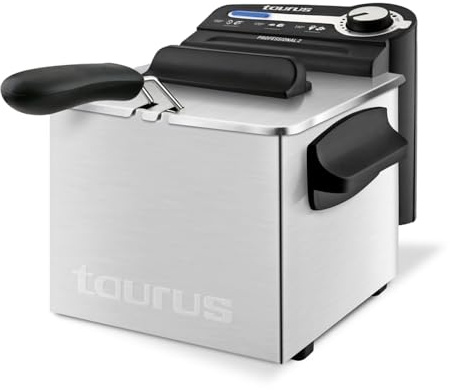 Taurus Professional 2 Plus - Fritteuse | 2 Liter | 1700 W | 18/8 Edelstahl | Leistunsstark | Öl, Silber