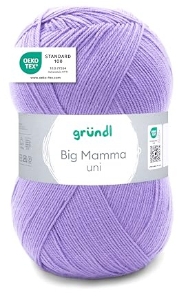 Gründl Wolle Big Mamma uni - XXL Wolle zum Stricken - Strickgarn - Weich und hautfreundlich - 100% Polyacryl - 1 Knäuel 400 g / 1040 m - Nadelstärke 3,5-4,5 - violett