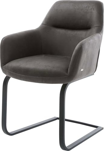 DELIFE Schwingstuhl Pejo-Flex Freischwinger flach Schwarz | Mikrofaser Anthrazit Vintage Taschenfederkern
