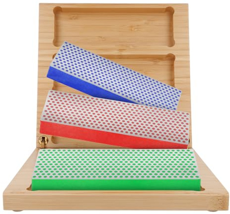 DMT Diamond Whetstone™ Diamant Schleifstein in Holzbox 6 Set Grob, Fein, Extrafein, Messerschärfer in Profiqualität, 15cm Wetzstein für Messer und Werkzeuge, Made in USA, W6EFC