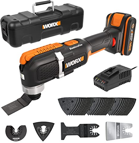 WORX WX696 Akku-Multifunktionswerkzeug 20V, inkl. 20V 2Ah Akku & Ladegerät | Elektrisches Werkzeug zum Schneiden, Sägen, Schleifen & mehr, Variable Drehzahlregelung, Ergonomisches Design