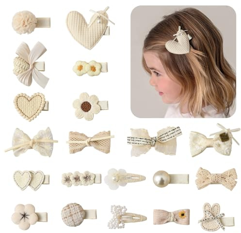 VelvetGlow Kleinkind Haarspangen Set, 2,4 Zoll Baby MäDchen Haarschleifen, Haarschleifen MäDchen, VollstäNdig Bedeckte Haarspangen, SäUglingshaarschmuck FüR Kinder, 20 StüCk