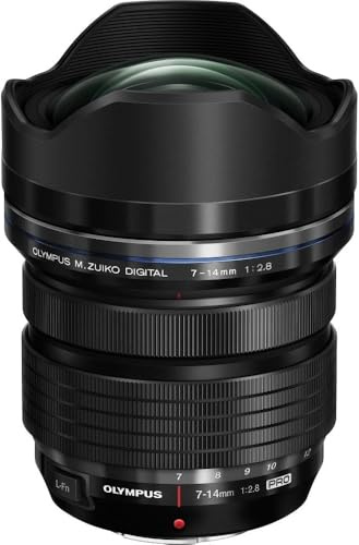 Olympus M.Zuiko Digital ED 7-14mm F2.8 PRO Objektiv, Weitwinkelzoom, geeignet für alle MFT-Kameras (Olympus OM-D & PEN Modelle, Panasonic G-Serie), schwarz
