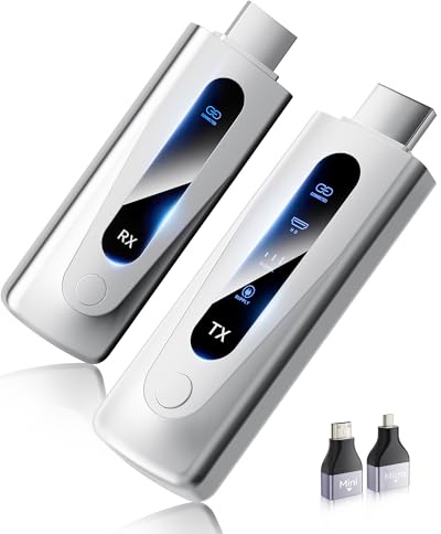 BRAIDOL Wireless HDMI Transmitter and Receiver, HDMI Funkübertragung 4K 100M/328FT, 5G Tragbarer HDMI Wireless mit LED-Anzeige,Plug & Play für Streaming Video Audio von/Laptop/PC zu TV/Projectorv