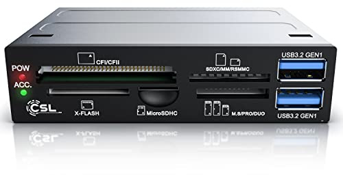 CSL - 3,5 Zoll All in One USB 3.2 Gen1 Super Speed - interner Cardreader USB 2.0 Kartenleser - 2 x USB 3.2 Gen1 Schnittstellen - Multifunktionspanel - SD SDHC Mini SDHC Micro SDHC USB XD CF MD
