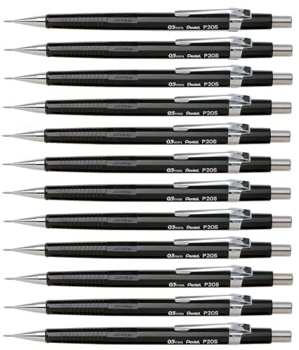 Pentel Sharp 200 P205-A Druckbleistift, 0.5 mm, Härtegrad HB, schwarz (12 Stück)