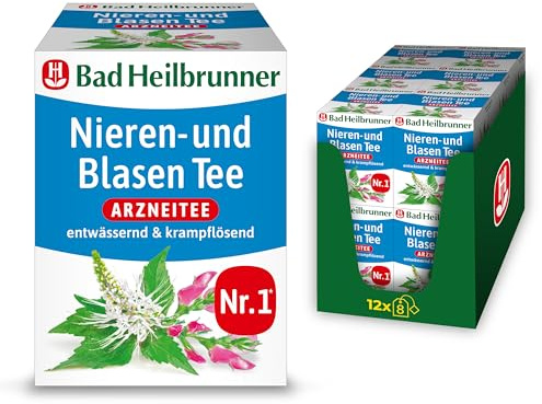 Bad Heilbrunner Nieren- & Blasen Tee - Arzneitee im Filterbeutel - Tassenfertig - Birkenblätter - bei bakteriellen & entzündlichen Erkrankungen der Harnwege (12 x 8 Filterbeutel)