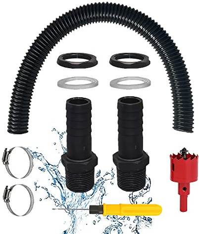 Regentonnen Verbindungsset,Regentonnen Anschluss Set,Regentonnen Verbinder 1 Zoll mit Schlauch 100 cm,Regenfass Verbinder,Regentonne Verbindung Set für Regenwasser Tonnen