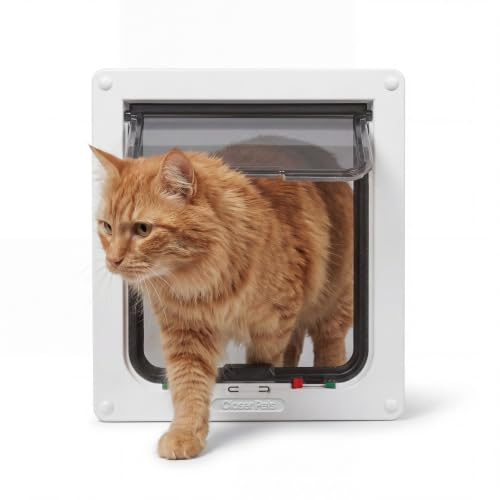 Cat Mate 4-Fach verschließbare Katzenklappe für große Katzen und kleine Hunde, einfache Montage in Kunststofftüren, Glas- und Holztüren, weiß
