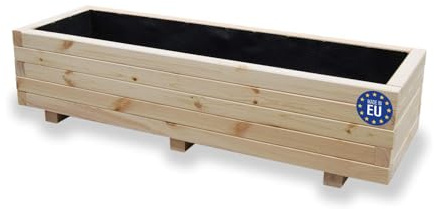 alfalux Hochbeet 115 x 40 x 30H cm mit 2X Wasserablauf Blumenkasten aus Holz Pflanzkübel Garten Balkon Terrasse Pflanzkasten AB115KAN4030
