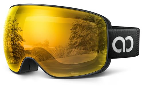Lamicall Skibrille Herren & Damen, OTG Ski Brille für Brillenträger, UV400 | [Ultra HD & Breitere Sicht] TOP Anti-Foge Snowboardbrille, Verspiegelt Snowboard Schutzbrille, Schneebrille mit Blendenschutz