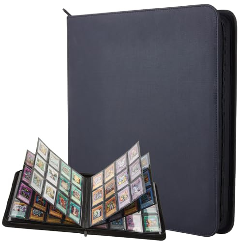 Lictin Sammelkarten Album, 12 Fächer Sammelkarten Hüllen, 576 Pockets Sammelalbum Karten, Sammelkarten Box mit Seitenöffnung, Karten Sammelmappe für Spielkarten zum sammeln und tauschen Schwarz