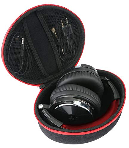 Khanka Hart Kopfhörer Tasche Für OneOdio DJ Kopfhörer Over-Ear Headset, Nur Tasche. (Rot Reißverschluss)