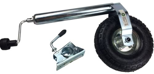 HST Anhänger Stützrad luftbereift mit Klemmschelle 48 mm Ø bis 150 kg I Stützlast für alle PKW Anhänger & Wohnwagen I Bugrad für Autoanhänger I Wohnwagen Zubehör