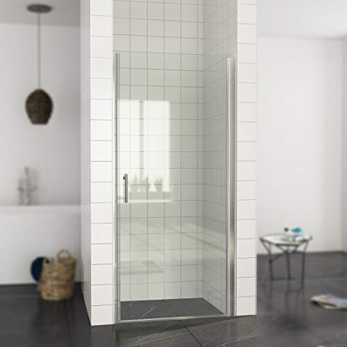 Duschtür Pendeltür 86 x 185 cm Duschwand Schwingtür ohne Rahmen, NANO Glas