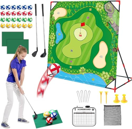 Golf Battle-Spielset für draußen und drinnen - für Kinder und Erwachsene, mit Schwungmatte, Zielwand und Putting-Trainer - fördert aktives Spielen, Koordination und Golf-Fähigkeiten