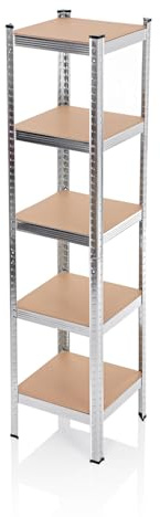 EASYmaxx Schwerlastregal 40x40x180 cm | 875 kg Traglast, 175 kg pro Ebene | Regal und Werkbank | Kellerregal, Lagerregal mit 5 verstellbaren Ablagen | Für Keller, Garage, Hobbyraum, Werkstatt