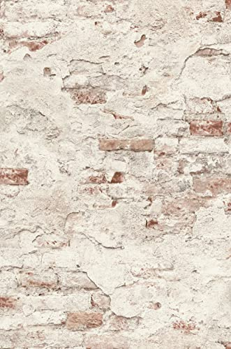 Rasch Tapeten 939309 Vliestapete in Stein-Optik – 10,05m x 53cm (L x B) Vlies Tapete Rasch Kollektion Factory III, Crème, 10,05-0,53