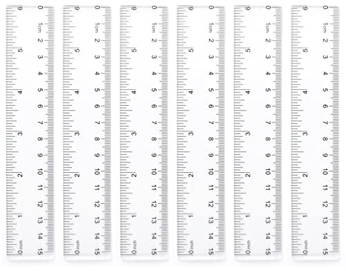 6 Stück 15cm Kunststoff Lineal, Transparent Lineal | Mit Metrische&Inch-Skala Lineal Präzision Messwerkzeug für Schule Büro Zuhause