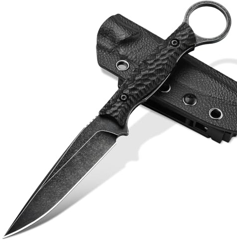 SMITH CHU Outdoor Messer Feststehende Klinge mit Kydex Scheide, hergestellt aus 5Cr15MoV Stahl, Stonewashed Full-Tang Survival Messer mit G10-Griff, Geschenk für Männer
