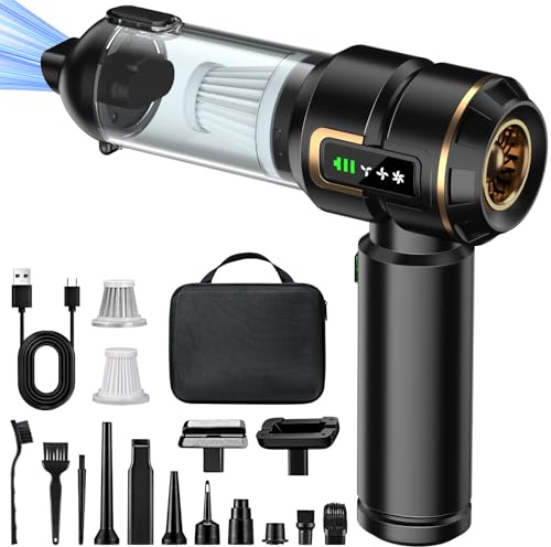 Micisty Handstaubsauger Akku 4-in-1 mit LCD Display, Auto Staubsauger Stark 28000PA Kabellos, 3-Stufen 240000 U/min Mini Staubsauger mit Bildschirm für Auto, Küche, PC, Sofa, Büro, Haus & Tierhaare