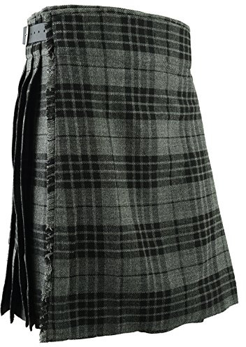 Hamilton Kilts Schottischer Kilt, grauer Schottenkaro, traditioneller Highland-Party-Kleiderrock Hochland