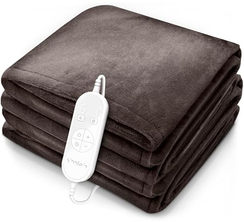 sinnlein® Heizdecke aus Plüsch 160 x 120 cm | elektrische Wärmedecke mit Abschaltautomatik | Kuscheldecke | Timerfunktion | 9 Temperaturstufen | waschbar bis 40°C | Digitalanzeige