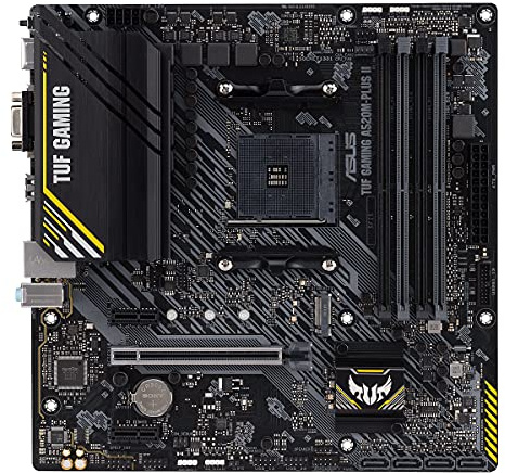 ASUS TUF Gaming A520M-Plus II Mainboard Sockel AM4 | AMD Ryzen, micro-ATX, M.2, SATA 6Gbit/s, USB 3.2 Gen 2, Aura Sync