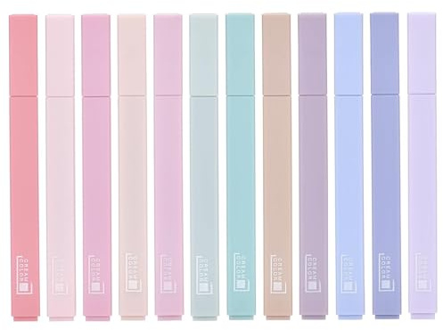 Willingood [12er-Pack] Ästhetische Textmarker mit weicher Keilspitze, No Bleed Bible Highlighter Pastell, Trocknet Schnell Highlighter Stifte