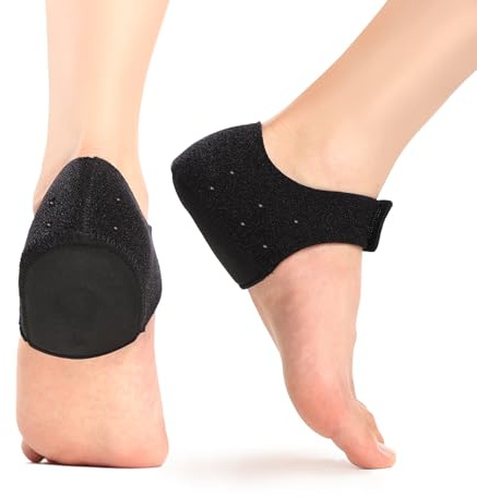 Promifun Plantar Fasciitis Ferse Protektoren, Heel Cups für Fersensporn, Achilles Tendinitis, rissige Fersen, Ferse Schmerzlinderung Produkte,SCHWARZ,S