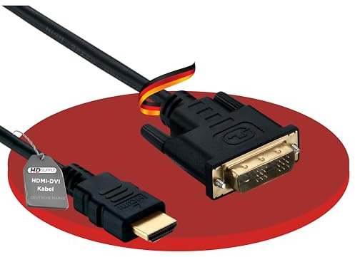 HDSupply HC020-010 High Speed HDMI/DVI Kabel Single Link HDMI-A Stecker (19-polig) auf DVI-D Stecker (18+1-polig), vergoldete Kontakte, 2-fach geschirmt, 1,0m, schwarz