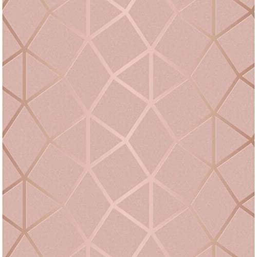 Fine Décor FD42561 Platinum Geo Trellis Blush Tapete, Roségold